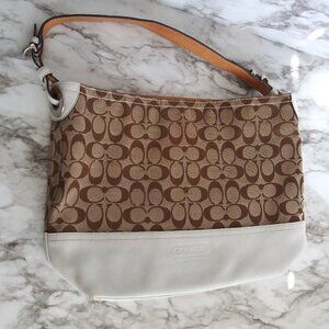 COACH tan/white shoulder bags